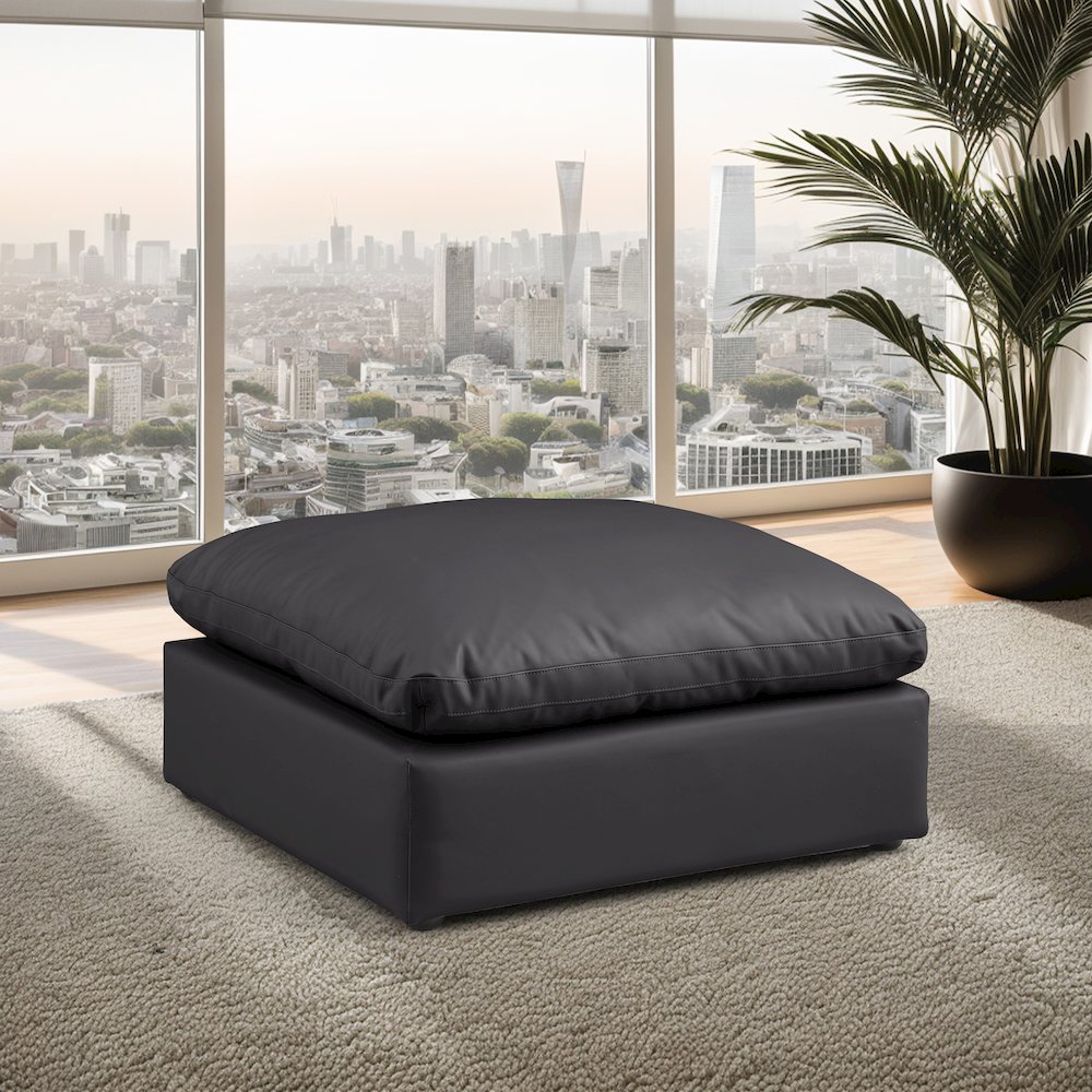 Comfy Black Vegan Leather Modular Ottoman. Picture 2