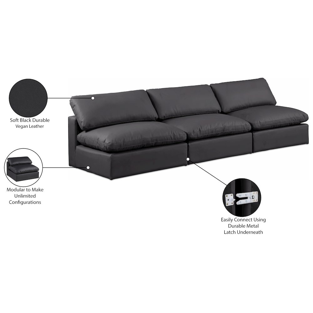 Comfy Black Vegan Leather Modular Sofa. Picture 10
