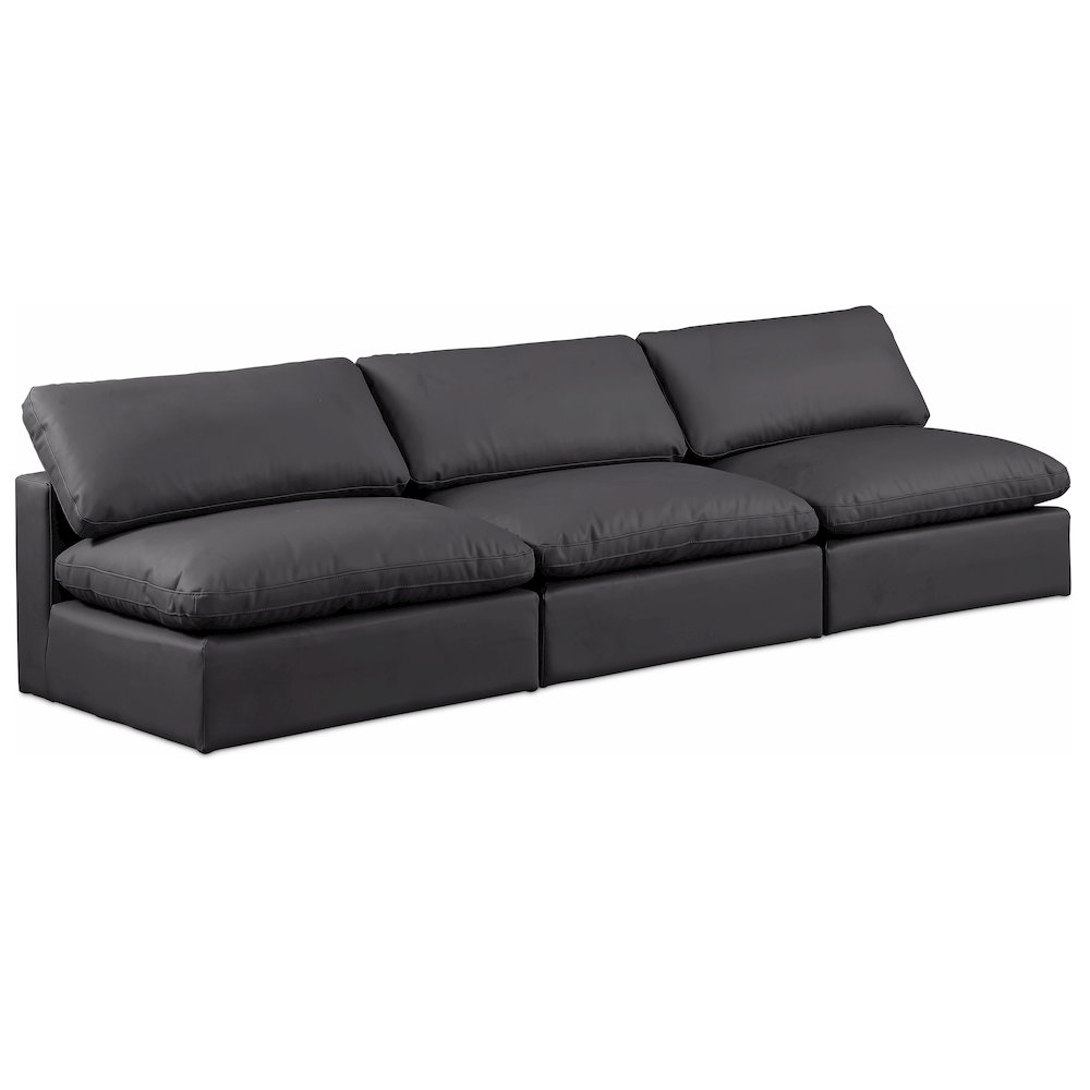 Comfy Black Vegan Leather Modular Sofa. Picture 1