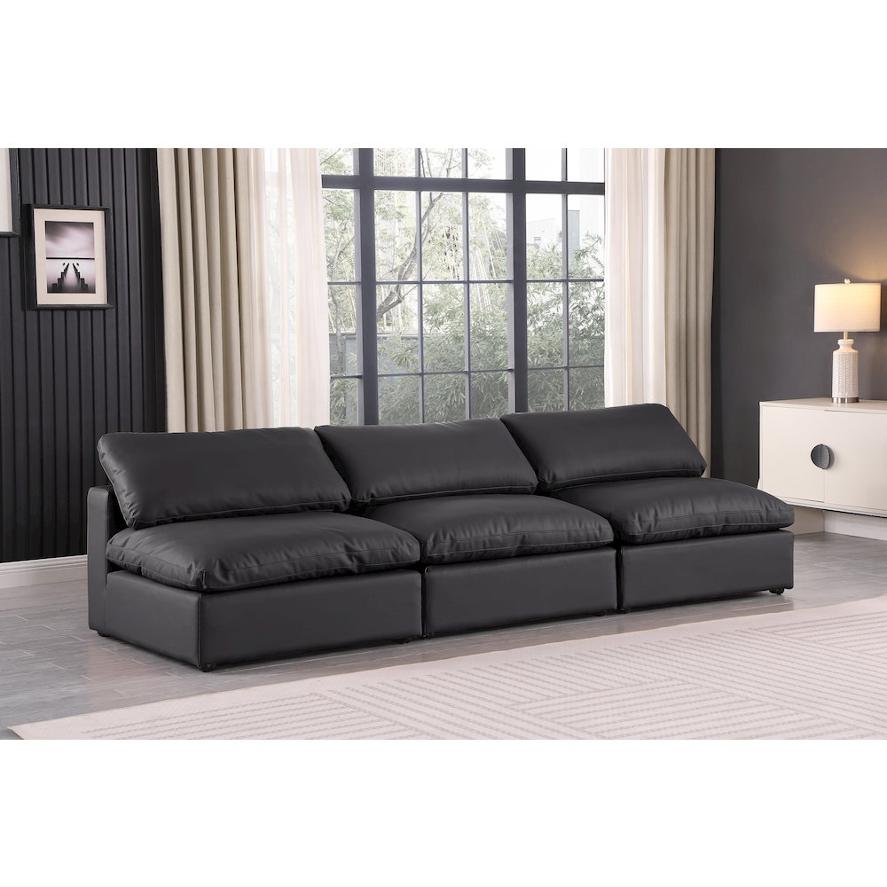 Comfy Black Vegan Leather Modular Sofa. Picture 2