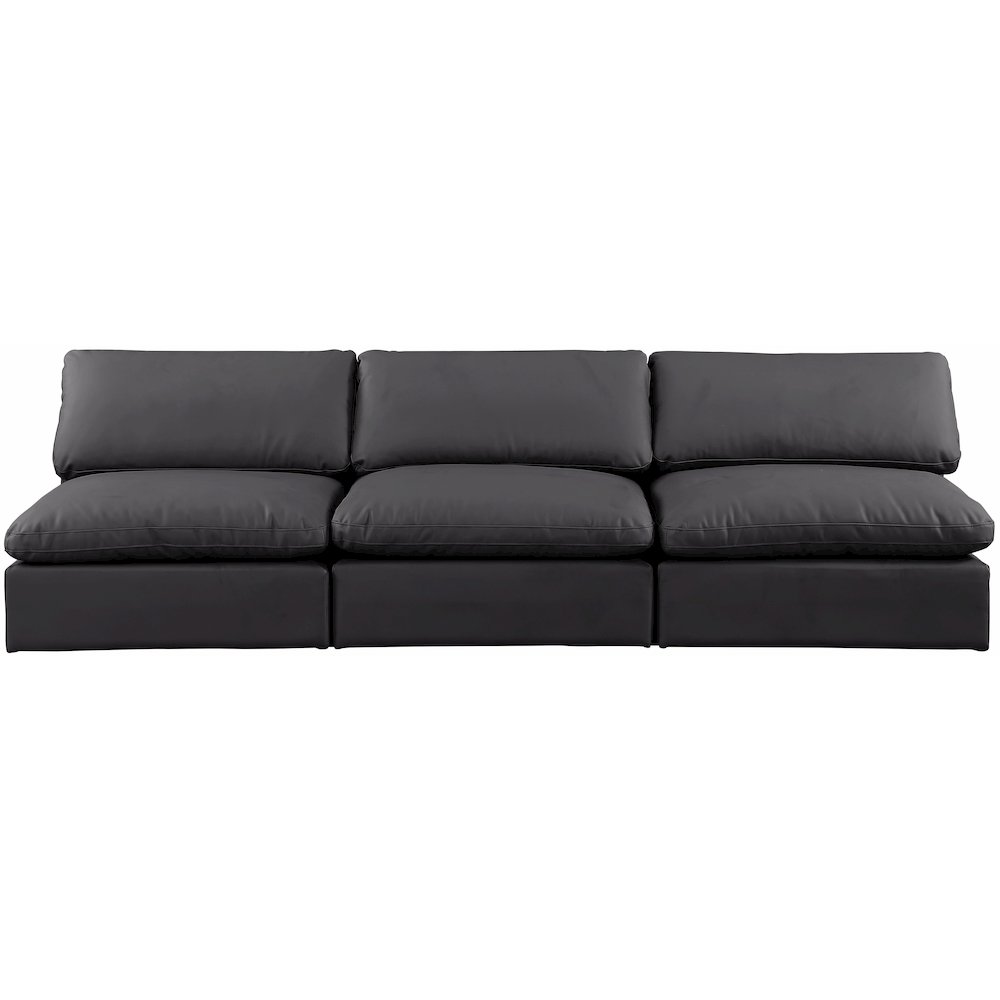 Comfy Black Vegan Leather Modular Sofa. Picture 4