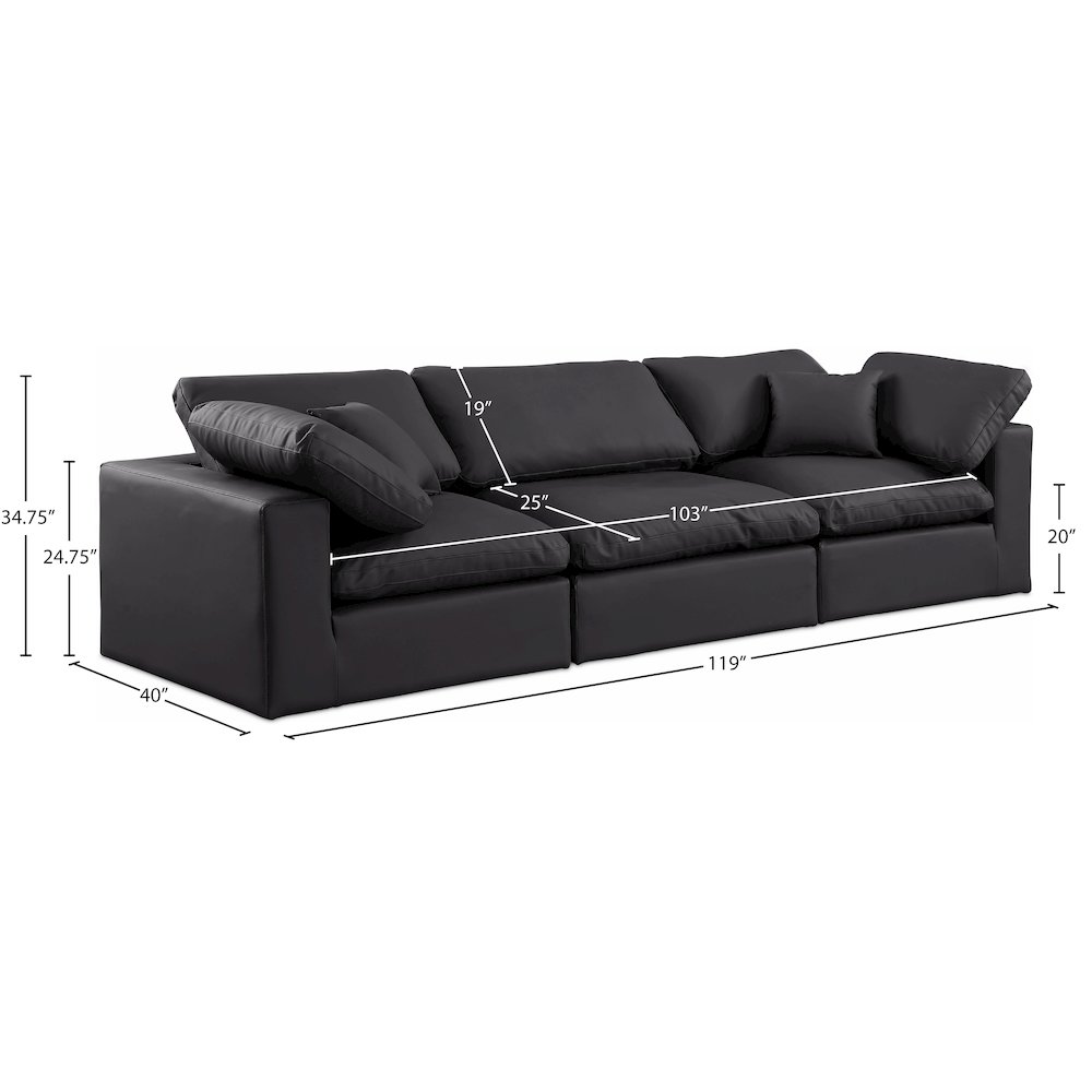 Comfy Black Vegan Leather Modular Sofa. Picture 9