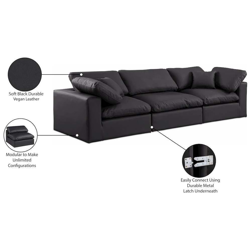 Comfy Black Vegan Leather Modular Sofa. Picture 10