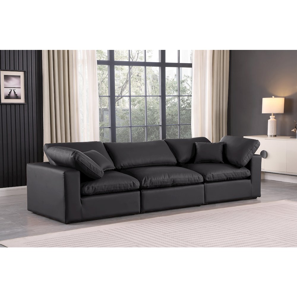 Comfy Black Vegan Leather Modular Sofa. Picture 2