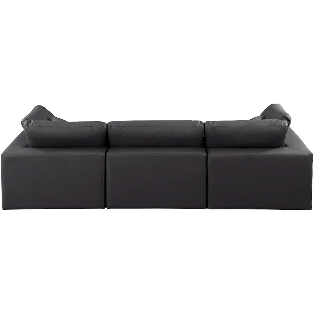 Comfy Black Vegan Leather Modular Sofa. Picture 3