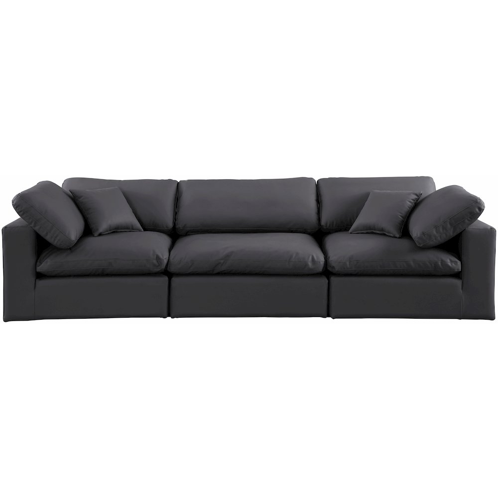 Comfy Black Vegan Leather Modular Sofa. Picture 4