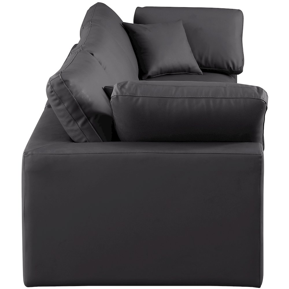 Comfy Black Vegan Leather Modular Sofa. Picture 5