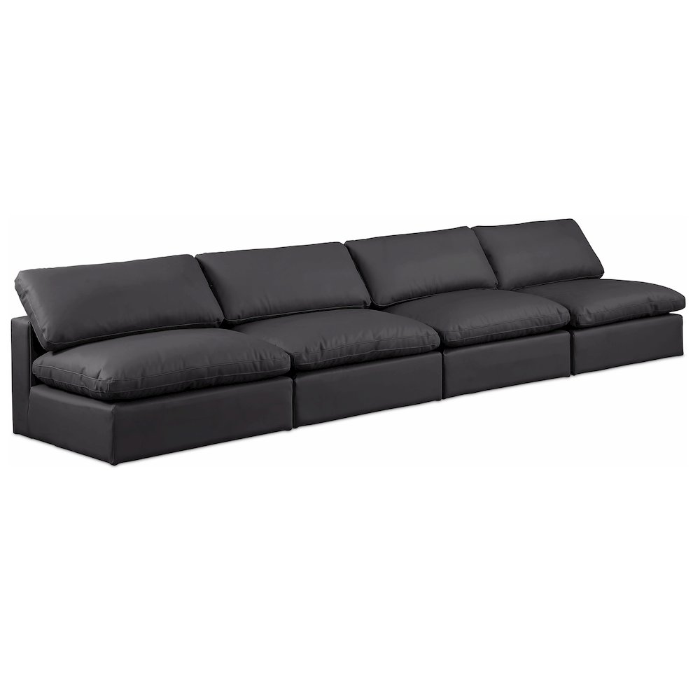 Comfy Black Vegan Leather Modular Sofa. Picture 1