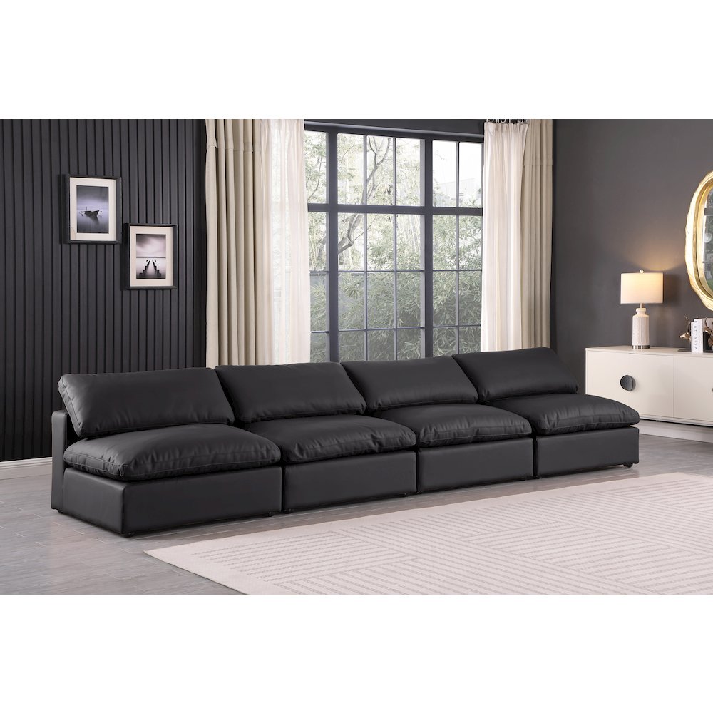 Comfy Black Vegan Leather Modular Sofa. Picture 2