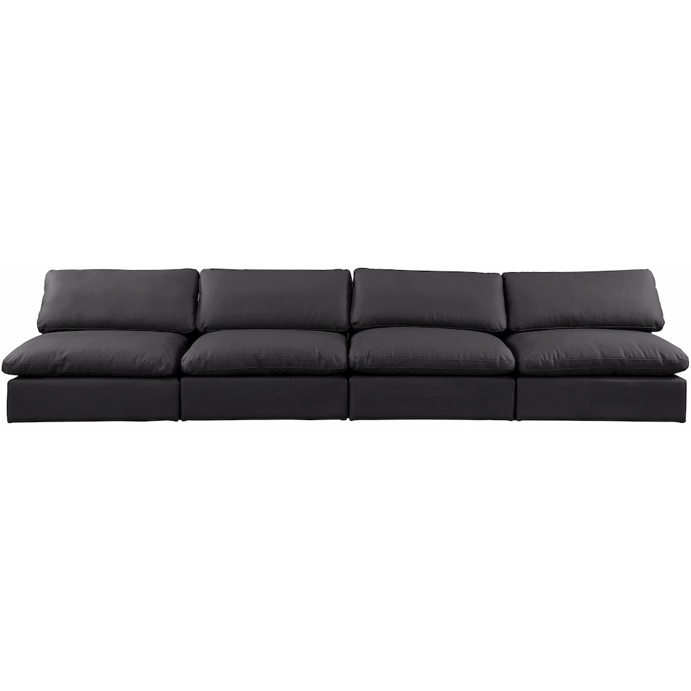 Comfy Black Vegan Leather Modular Sofa. Picture 4