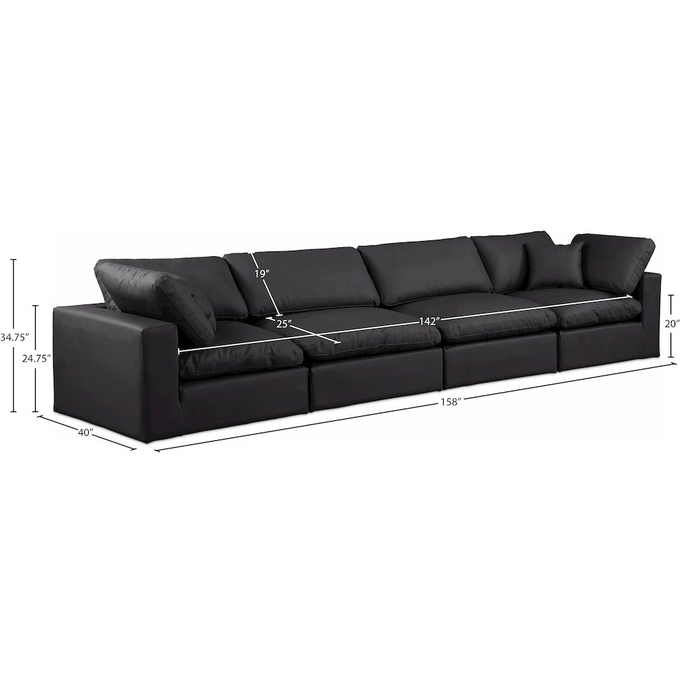 Comfy Black Vegan Leather Modular Sofa. Picture 9