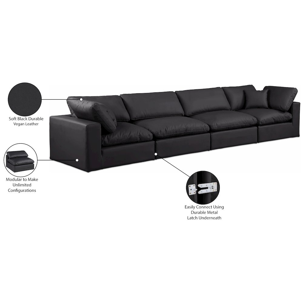 Comfy Black Vegan Leather Modular Sofa. Picture 10