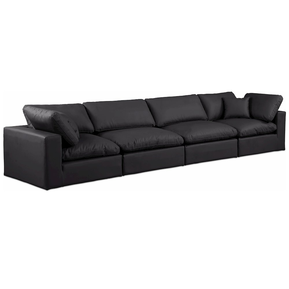 Comfy Black Vegan Leather Modular Sofa. Picture 1