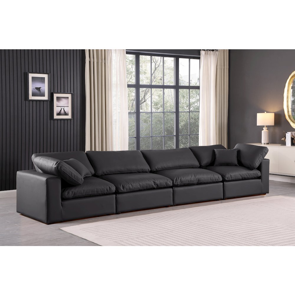 Comfy Black Vegan Leather Modular Sofa. Picture 2