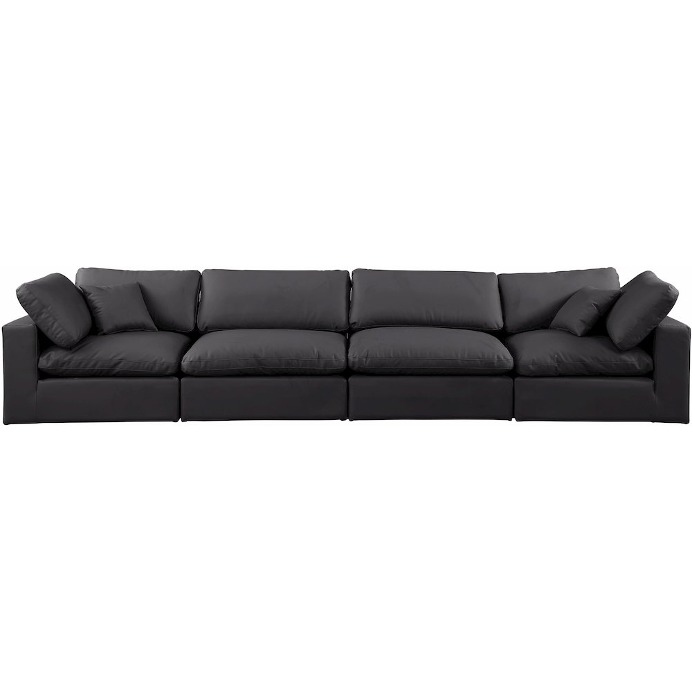 Comfy Black Vegan Leather Modular Sofa. Picture 4