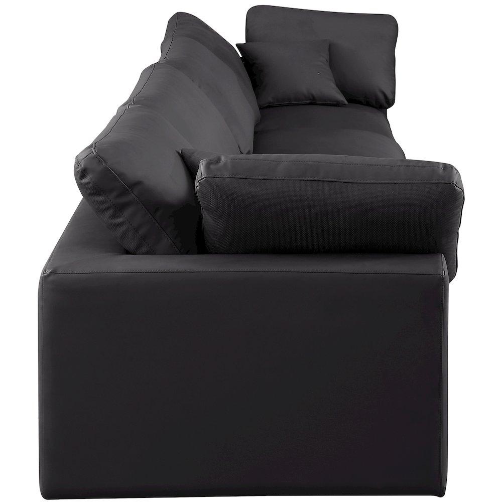 Comfy Black Vegan Leather Modular Sofa. Picture 5