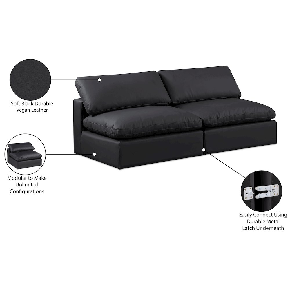 Comfy Black Vegan Leather Modular Sofa. Picture 10