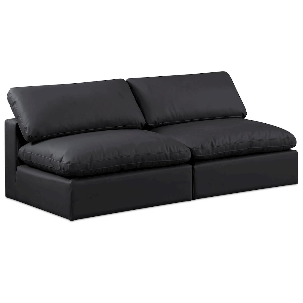 Comfy Black Vegan Leather Modular Sofa. Picture 1