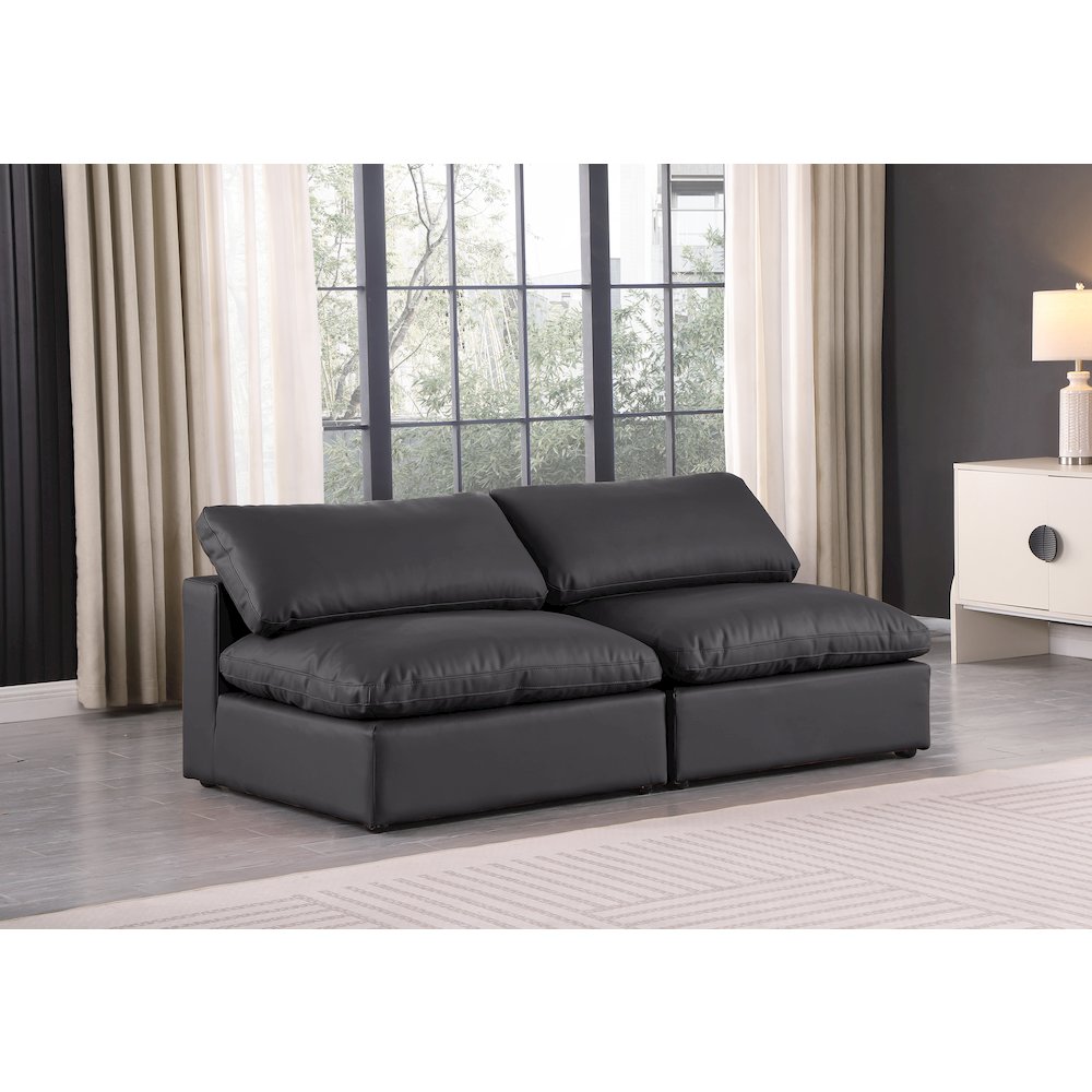 Comfy Black Vegan Leather Modular Sofa. Picture 2