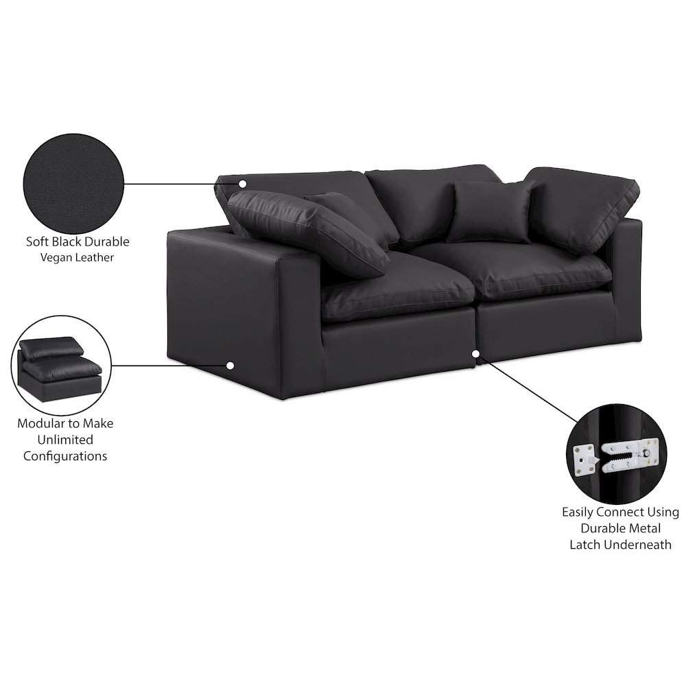 Comfy Black Vegan Leather Modular Sofa. Picture 10