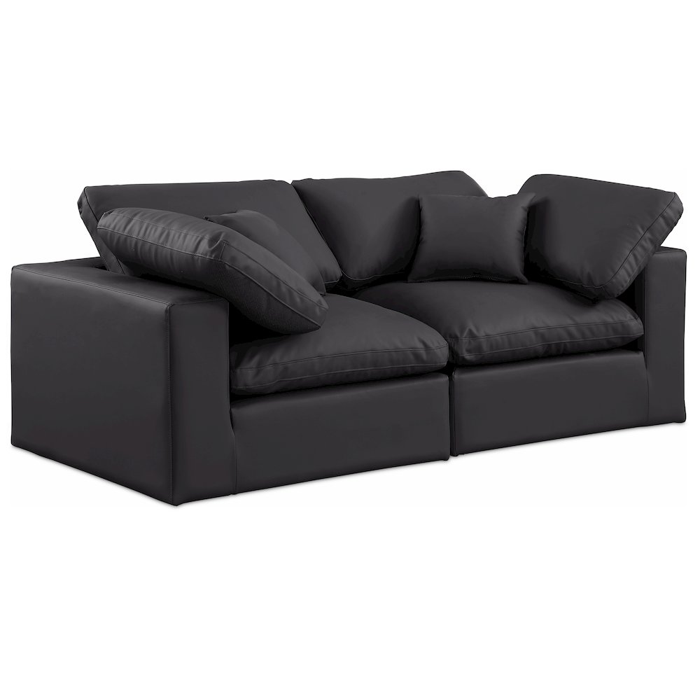 Comfy Black Vegan Leather Modular Sofa. Picture 1