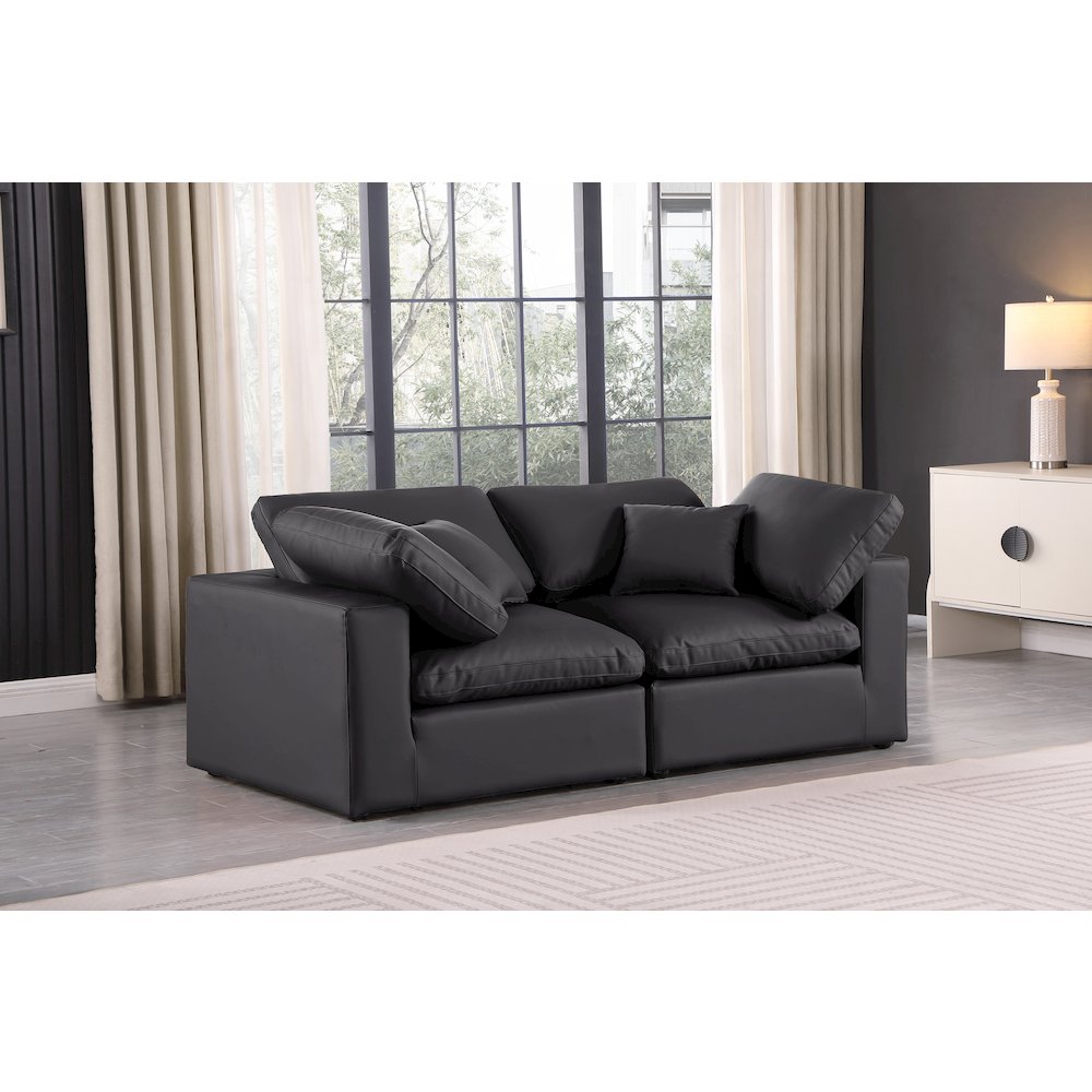 Comfy Black Vegan Leather Modular Sofa. Picture 2