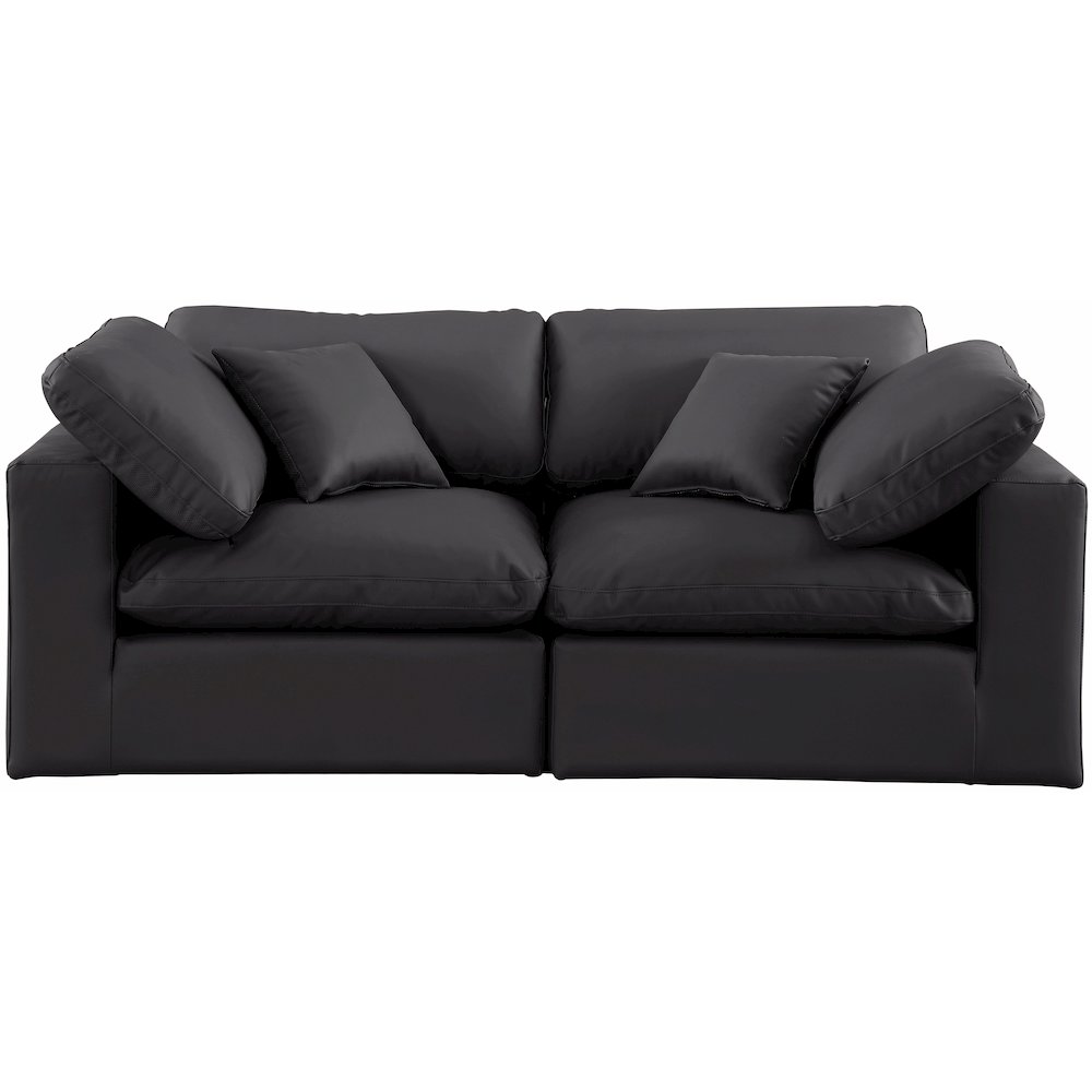 Comfy Black Vegan Leather Modular Sofa. Picture 4