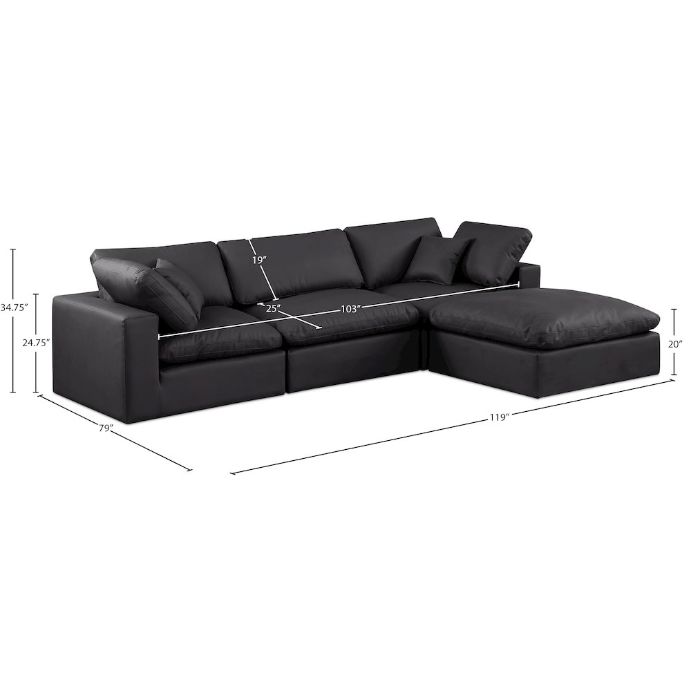 Comfy Black Vegan Leather Modular Sectional. Picture 15