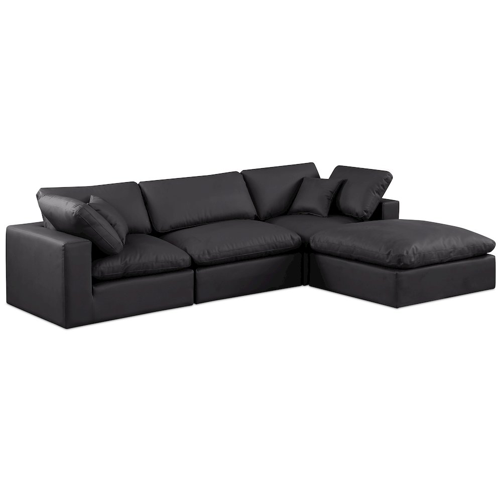 Comfy Black Vegan Leather Modular Sectional. Picture 1
