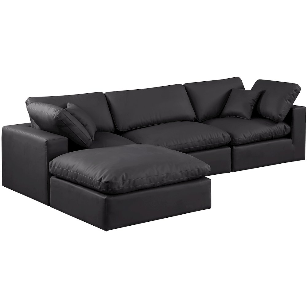 Comfy Black Vegan Leather Modular Sectional. Picture 2