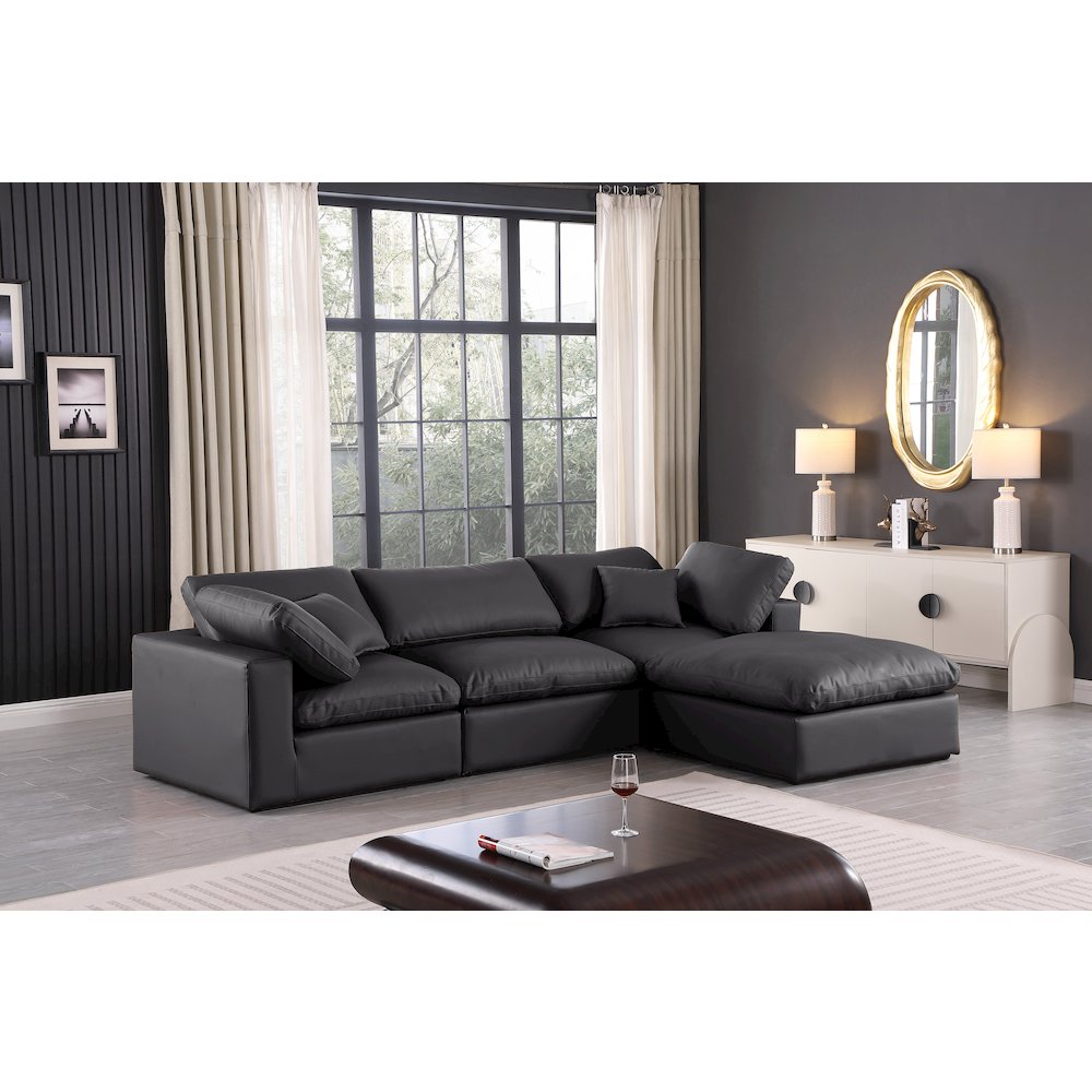 Comfy Black Vegan Leather Modular Sectional. Picture 3