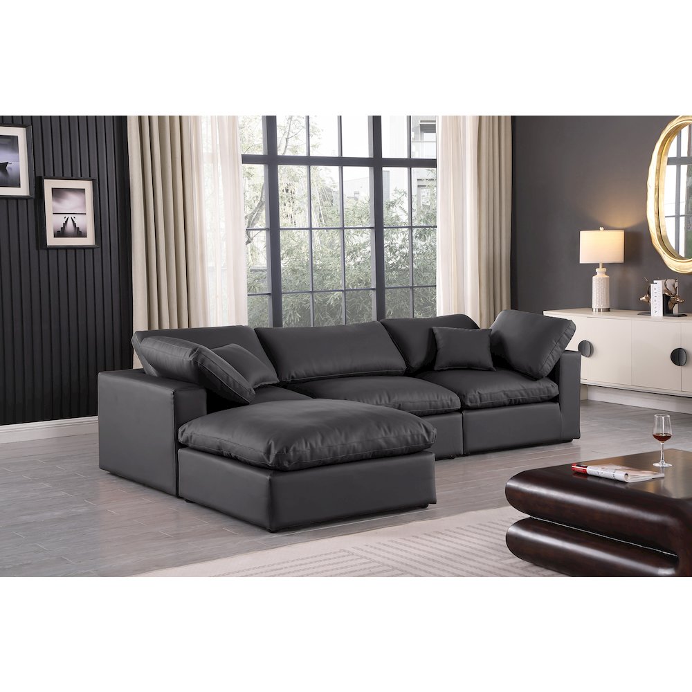 Comfy Black Vegan Leather Modular Sectional. Picture 4