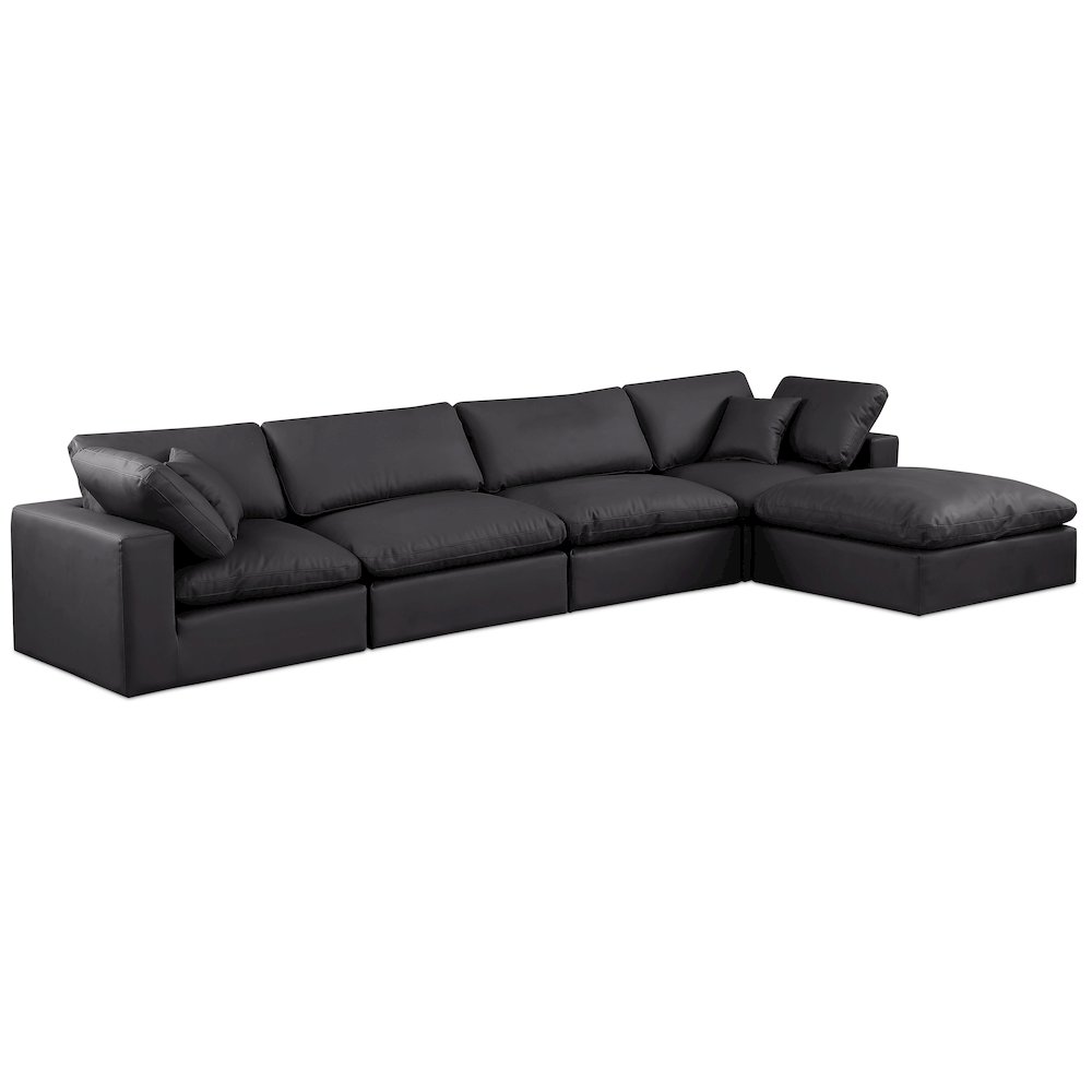Comfy Black Vegan Leather Modular Sectional. Picture 1