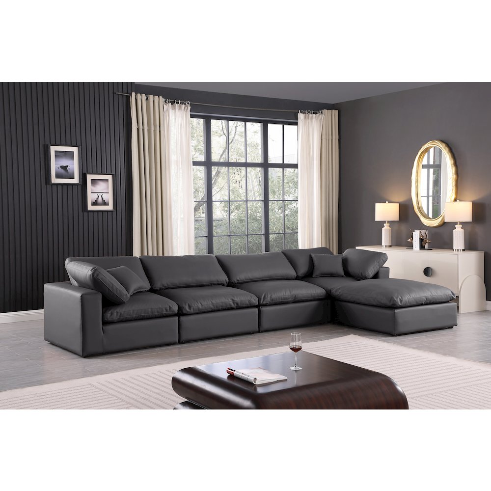 Comfy Black Vegan Leather Modular Sectional. Picture 3