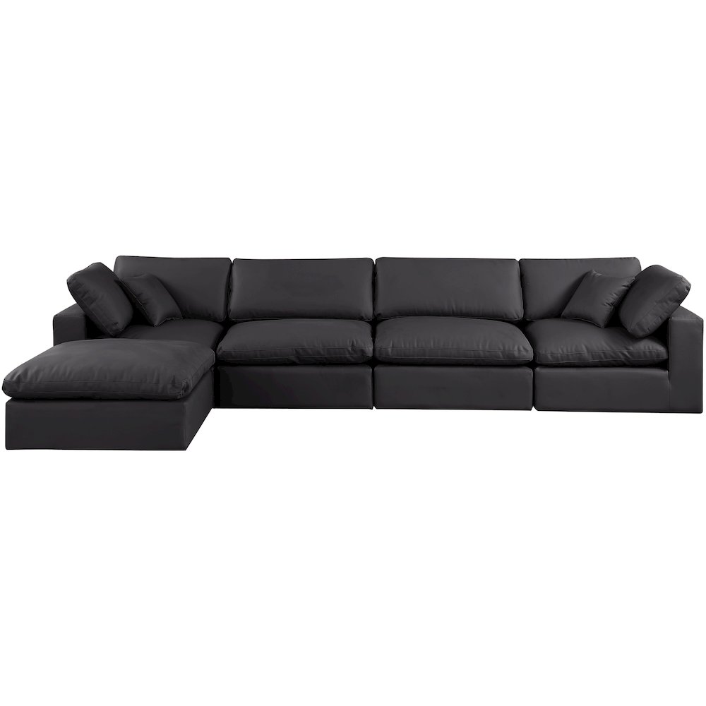 Comfy Black Vegan Leather Modular Sectional. Picture 7