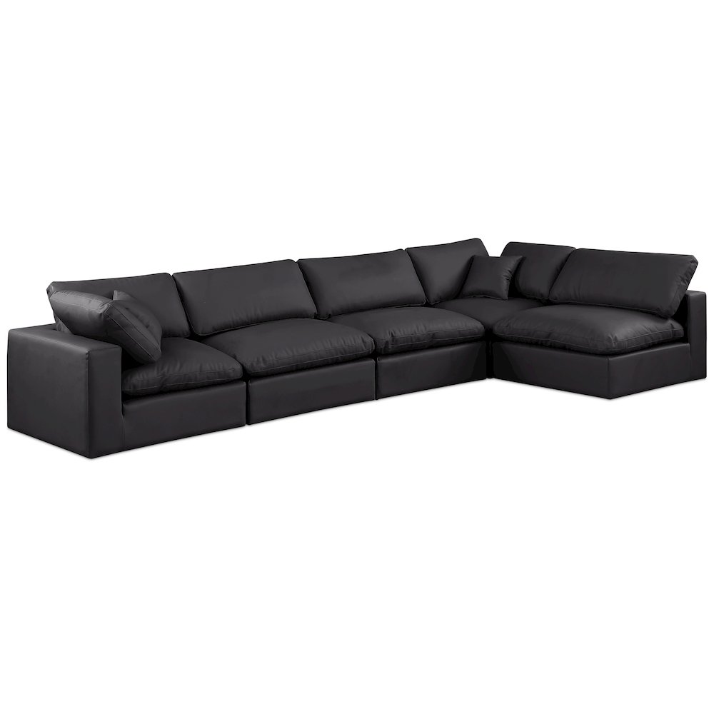 Comfy Black Vegan Leather Modular Sectional. Picture 1