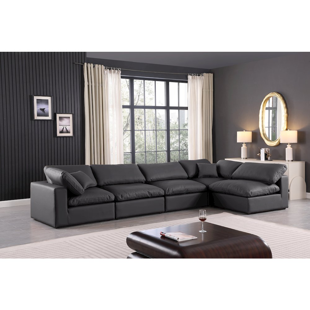 Comfy Black Vegan Leather Modular Sectional. Picture 3