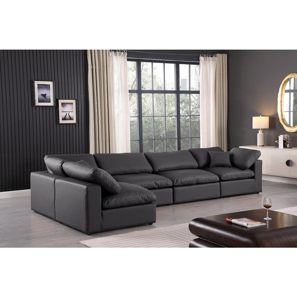 Comfy Black Vegan Leather Modular Sectional. Picture 4