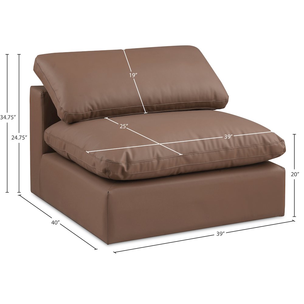 Comfy Brown Vegan Leather Modular Armless Chair. Picture 10
