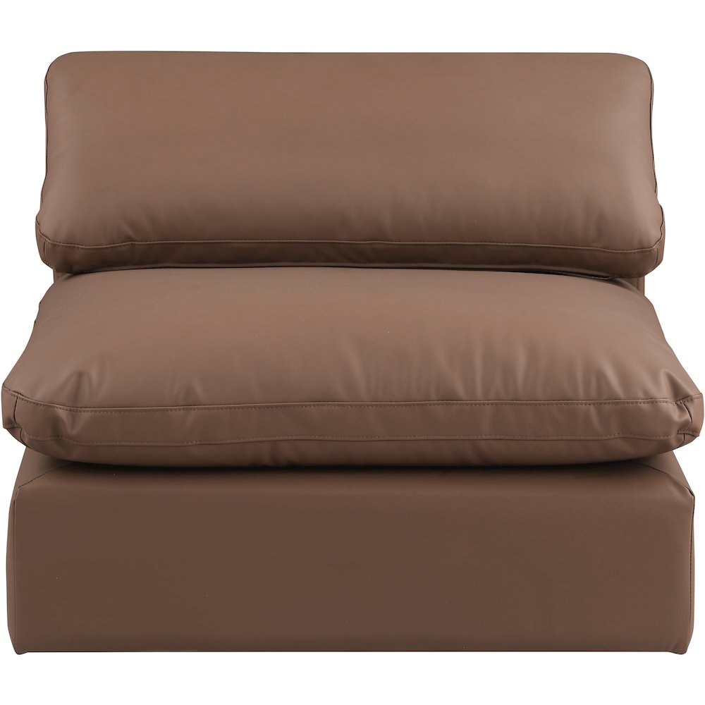 Comfy Brown Vegan Leather Modular Armless Chair. Picture 4