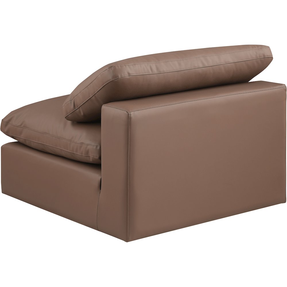 Comfy Brown Vegan Leather Modular Armless Chair. Picture 5
