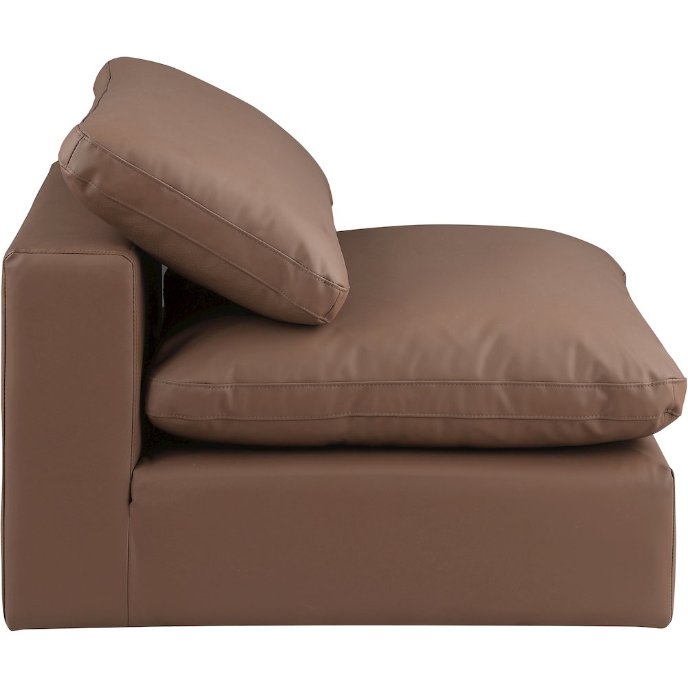 Comfy Brown Vegan Leather Modular Armless Chair. Picture 6