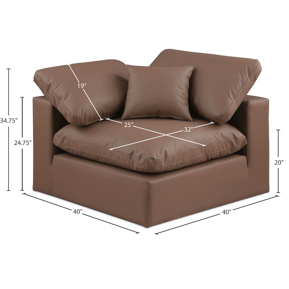 Comfy Brown Vegan Leather Modular Corner Chair. Picture 9