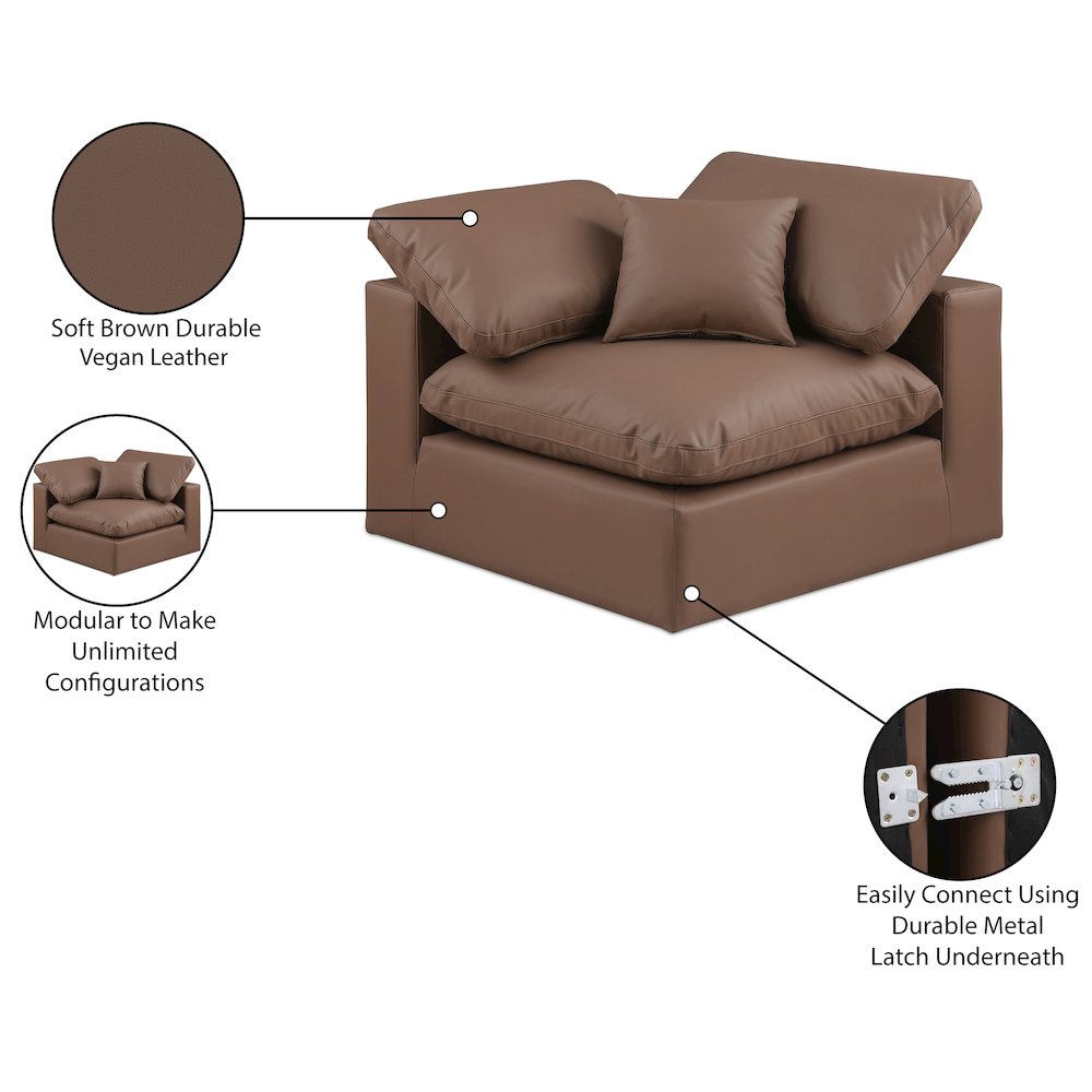 Comfy Brown Vegan Leather Modular Corner Chair. Picture 10