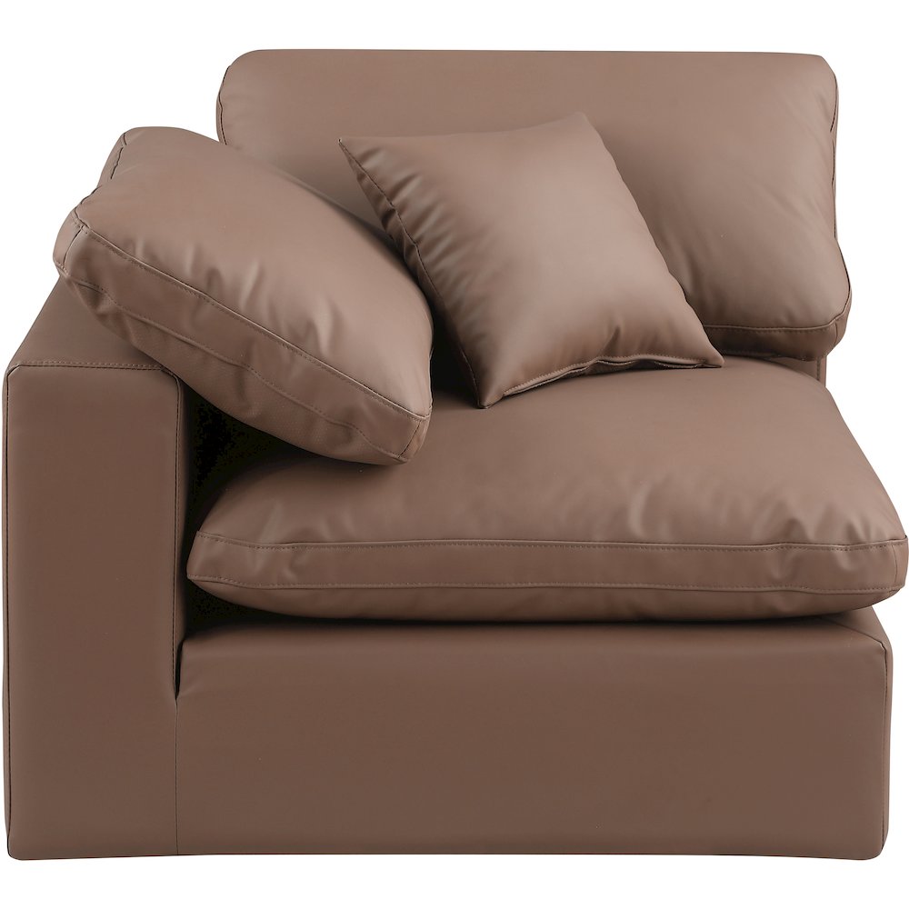 Comfy Brown Vegan Leather Modular Corner Chair. Picture 3
