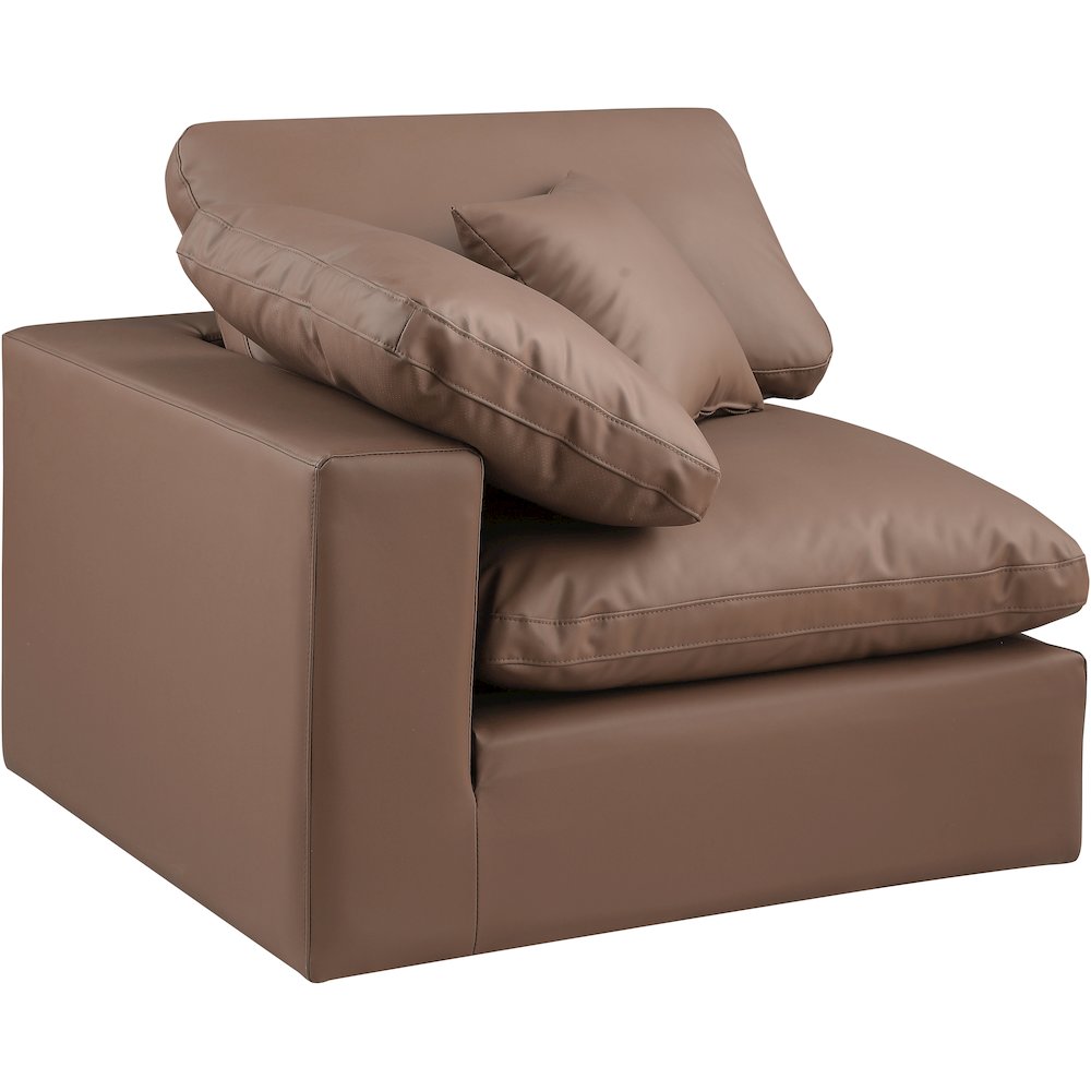 Comfy Brown Vegan Leather Modular Corner Chair. Picture 4