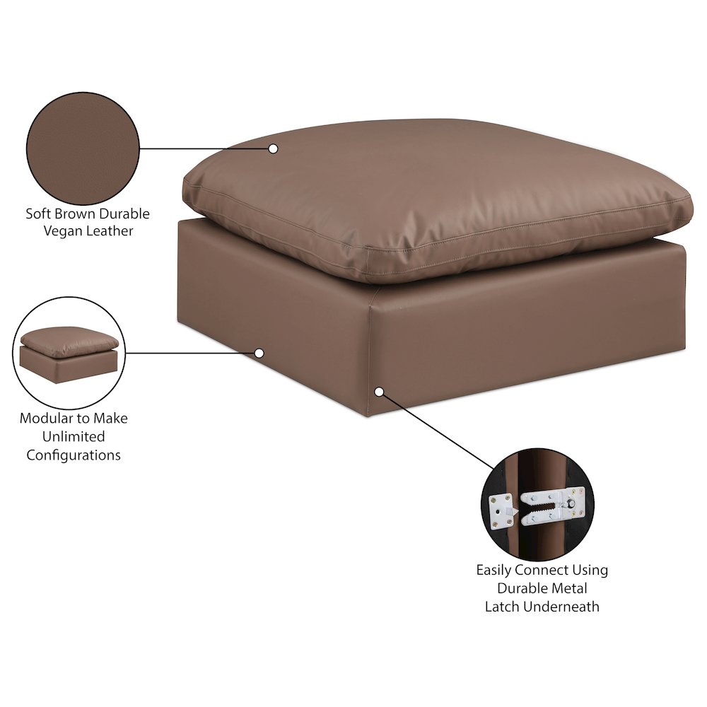 Comfy Brown Vegan Leather Modular Ottoman. Picture 6