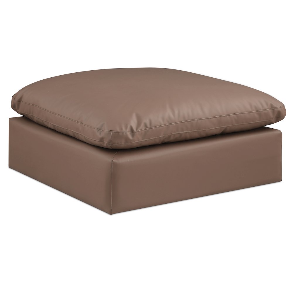 Comfy Brown Vegan Leather Modular Ottoman. Picture 1