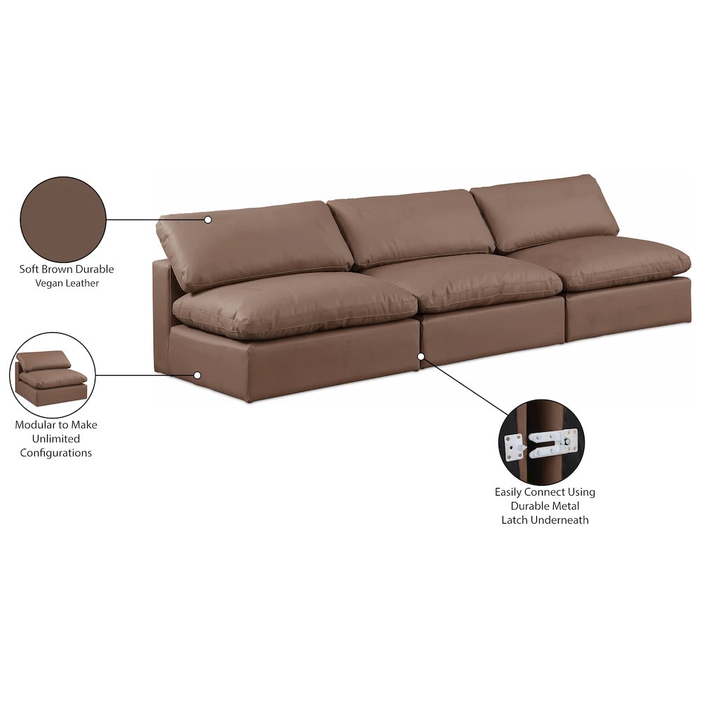 Comfy Brown Vegan Leather Modular Sofa. Picture 10