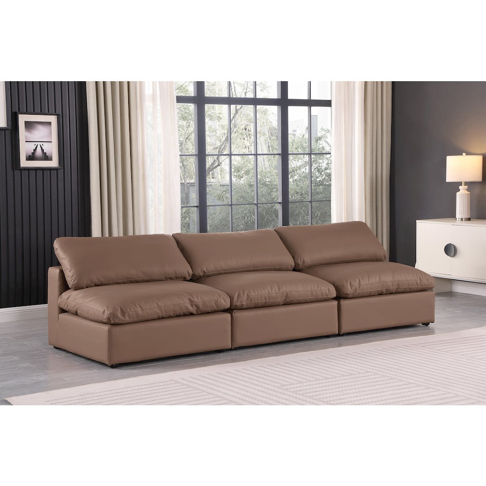 Comfy Brown Vegan Leather Modular Sofa. Picture 2